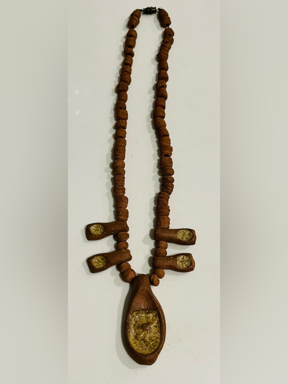 Pre Columbian, Pottery, Necklace, Pendant, Handmade Signed